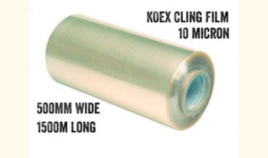 Koex 2 layer Cling Film 500mm Wide 1500m Long 10 Micron